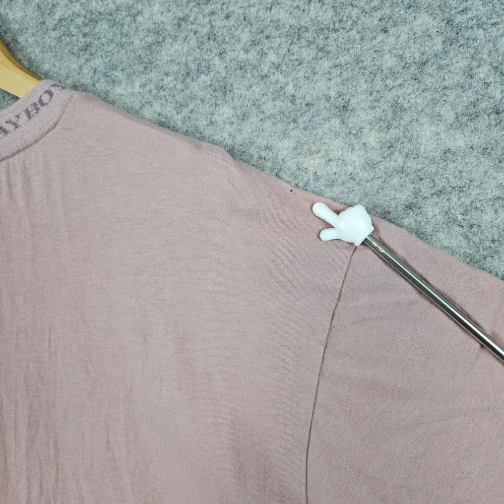 Playboy by‎ PacSun Mauve Pocket Tee T-Shirt Size L Embroidered Logo PINHOLES